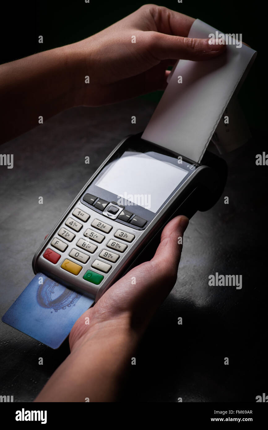 Color image of a POS and credit cards Stock Photo - Alamy
