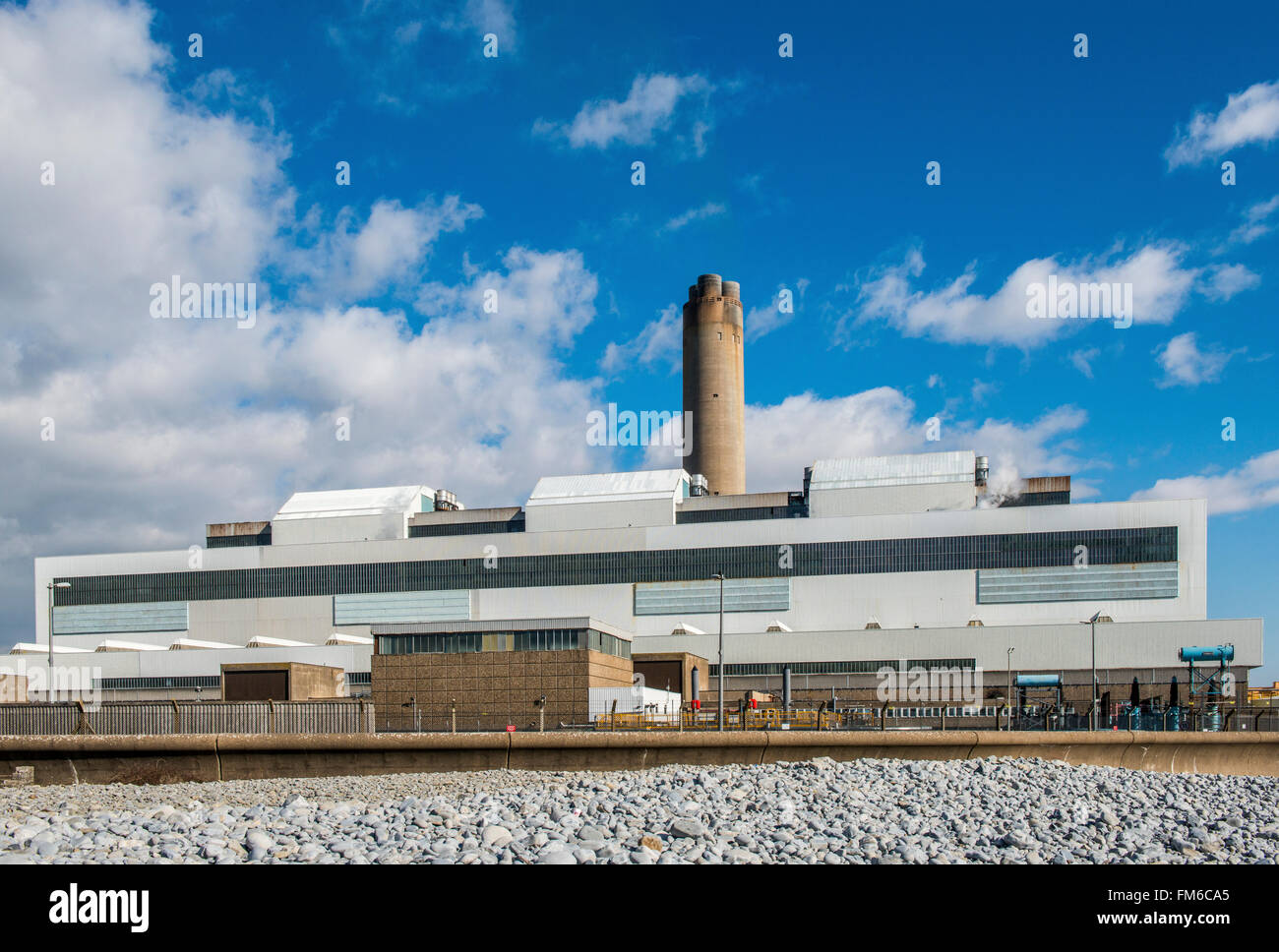 Aberthaw Power Station at Aberthaw Beach in south Wales Stock Photo