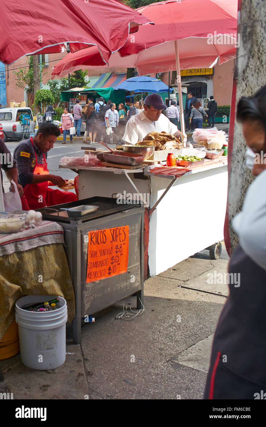 Food vendor in mexico with street sales Stock Photo