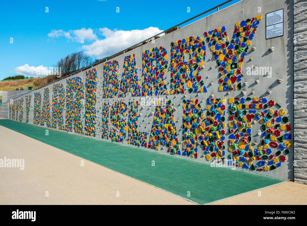 Children's Climbing Wall at Whitmore Bay, Barry Island, south Wales Stock Photo