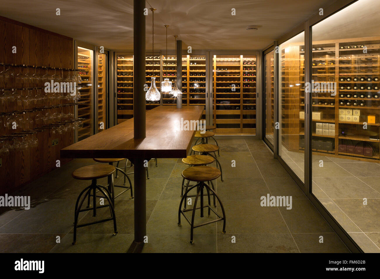 An interior view of an ultra modern residential building showing the ...