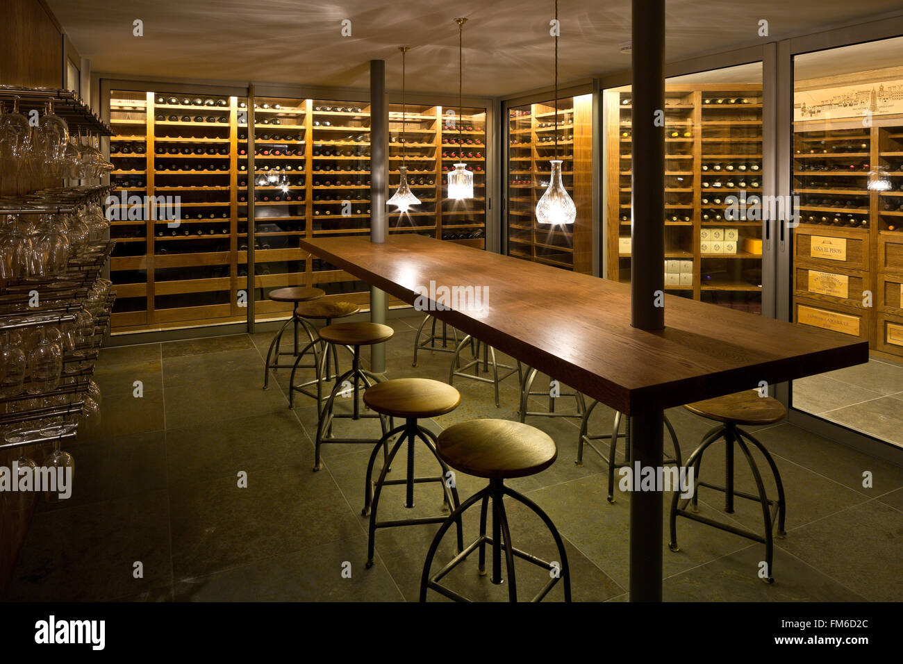 An interior view of an ultra modern residential building showing the ...