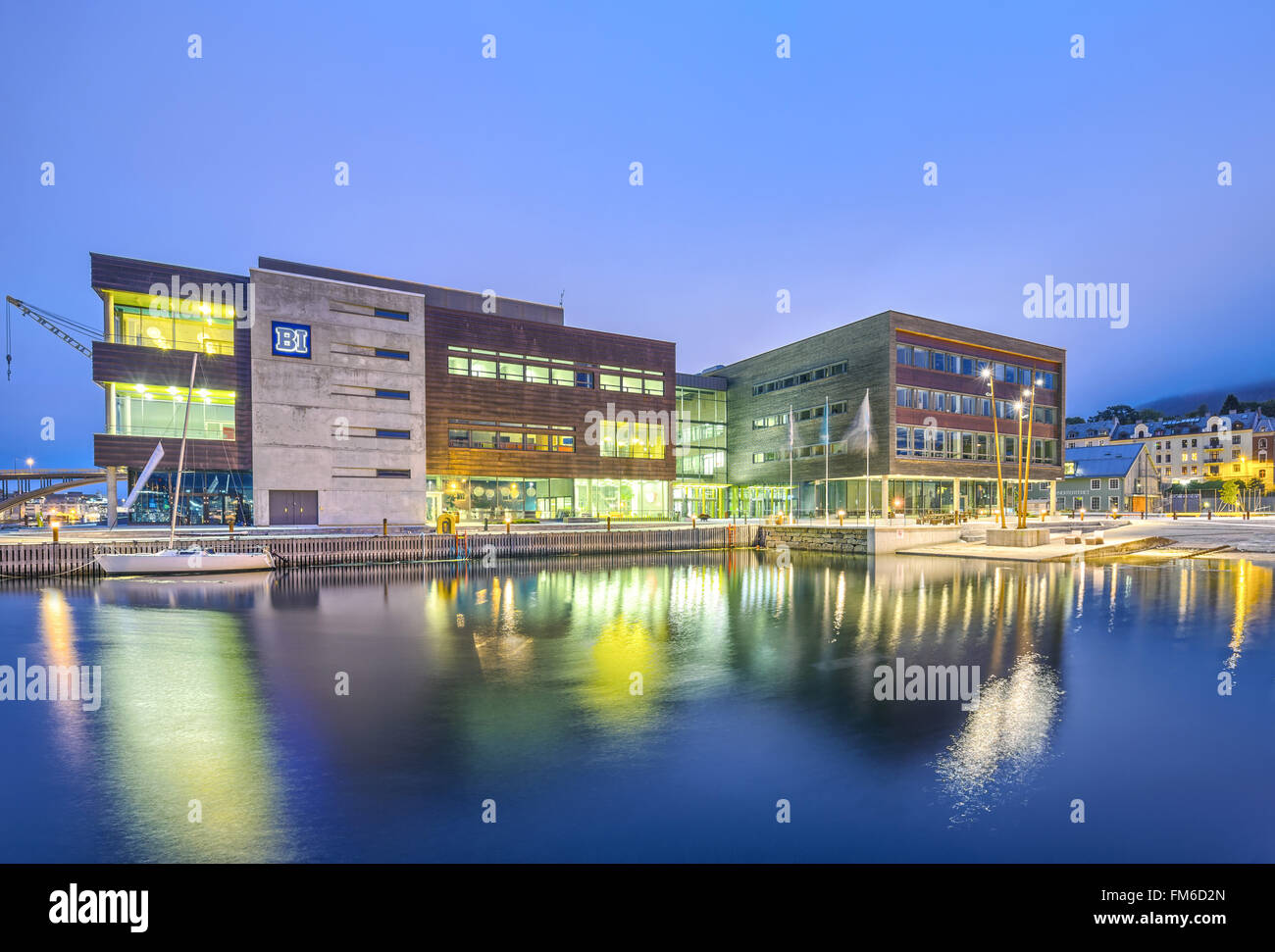 An exterior view of BI Bergen and Slippen building, designed by b+b Arkitekter as. Stock Photo