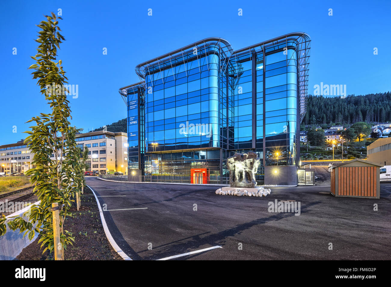 An exterior view of office buildings. On Kanalveien eleven, designed by OG Arkitekter. Stock Photo
