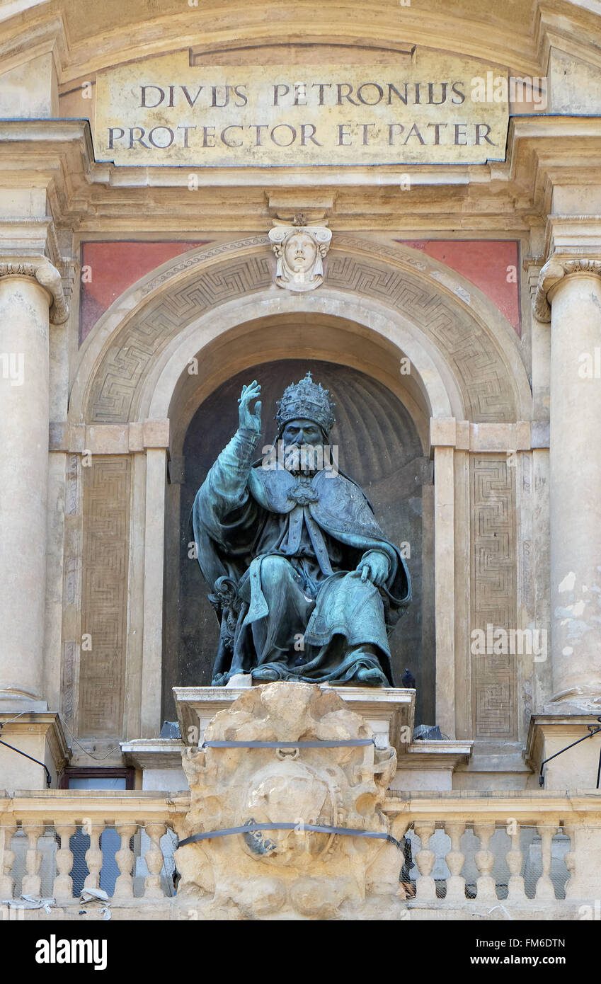 Bologna landmark Pope Gregory XIII statue in Bologna, Italy Stock Photo