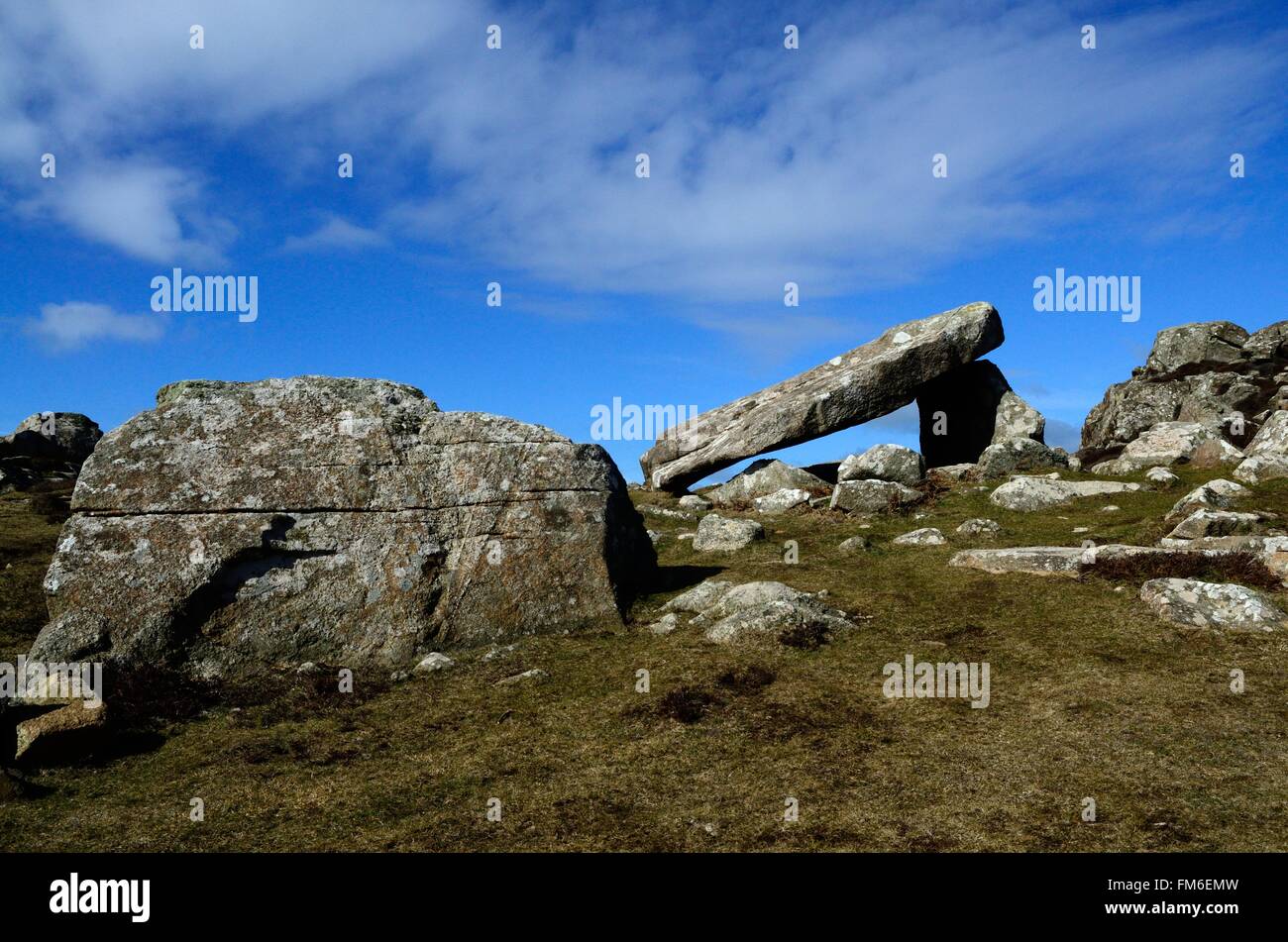 Coetan Arthur dolmen St Davids head Pembrokeshire Coast National Park Wales Cumru UK GB Stock Photo