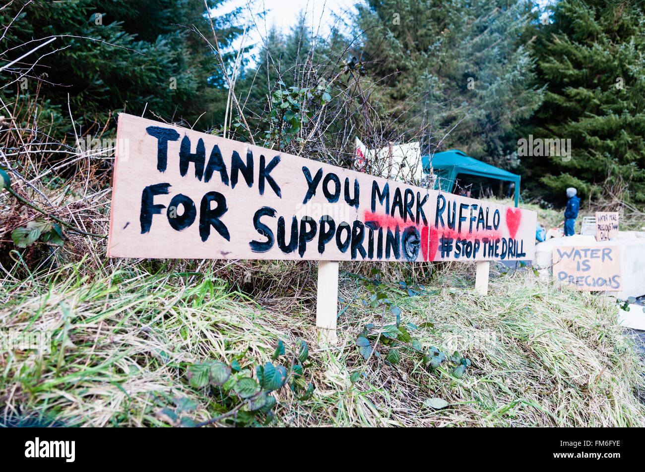 Sign erected by protesters thanking Hollywood actor Mark Ruffalo for ...