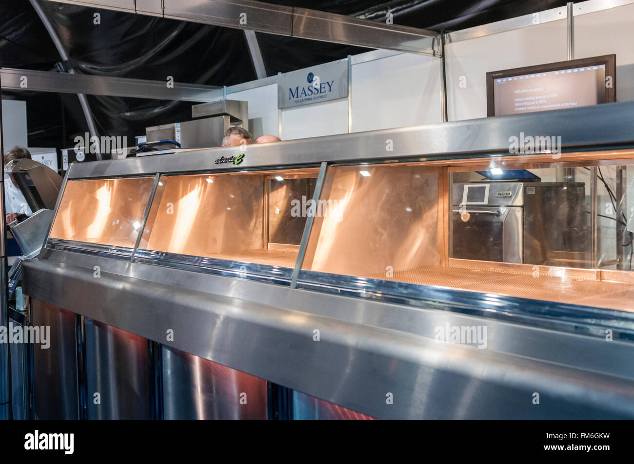 Empty fryer unit/food warming shelf in a fast food shop fryer range
