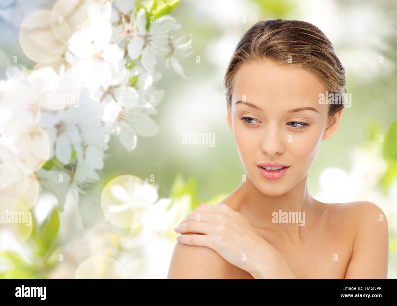 smiling young woman face and shoulders Stock Photo - Alamy