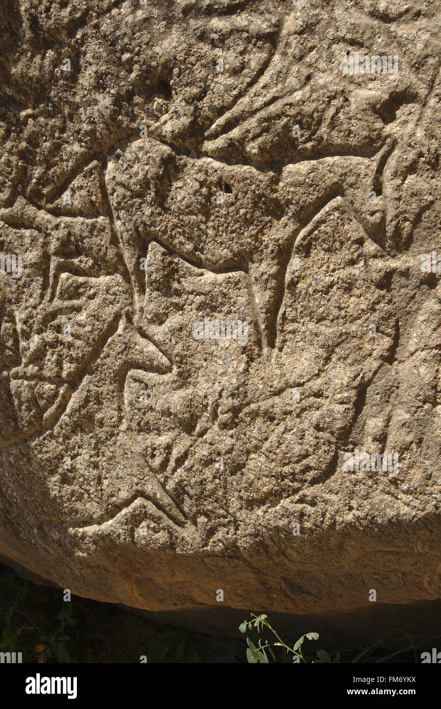 Qubustan, prehistoric petroglyphs, Azerbaijan Stock Photo