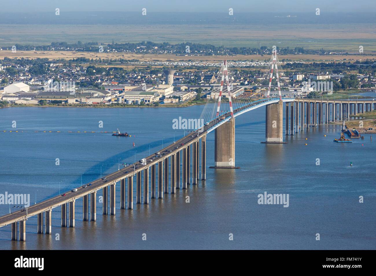 France, Loire Atlantique, Saint Nazaire, Saint Nazaire bridge (aerial