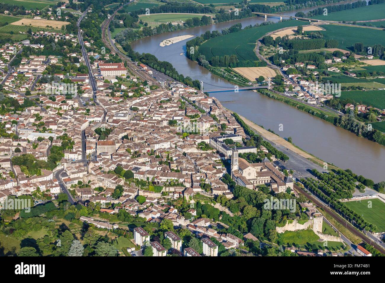 France, Gironde, La Reole, the town on the Garonne river (aerial view Stock  Photo - Alamy