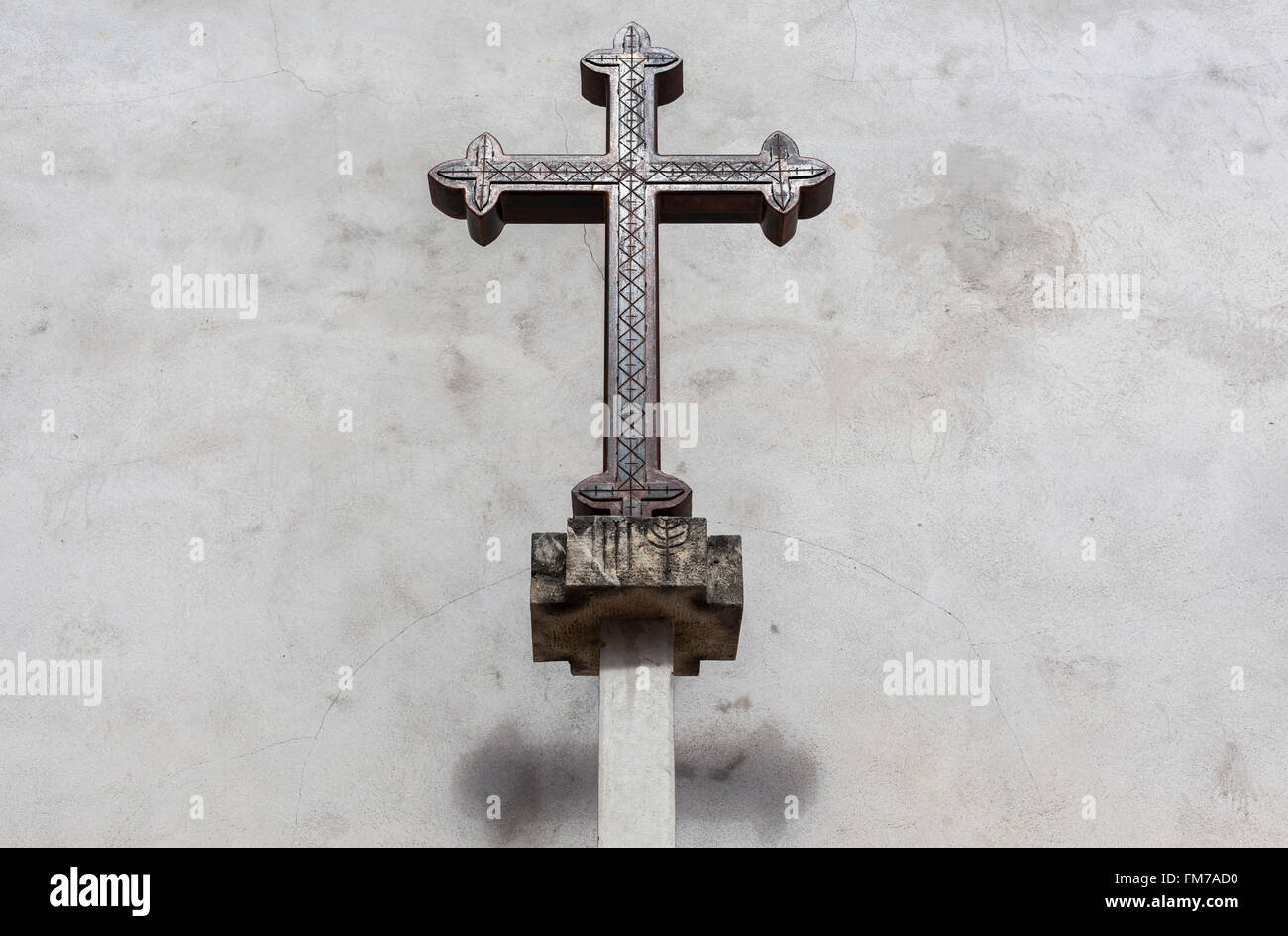 Metal cross in L´Arboç, Catalonia,Spain. Stock Photo