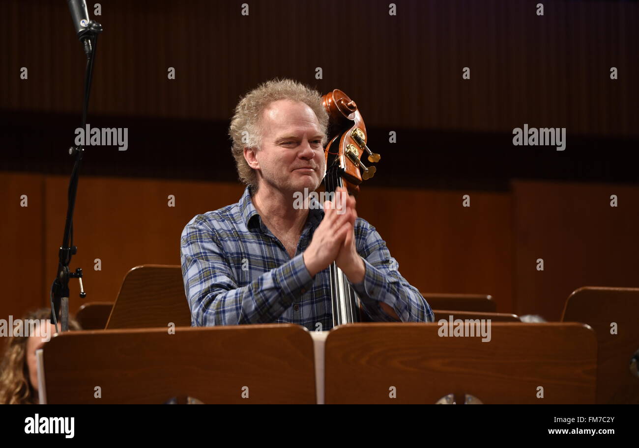 Cologne, Germany. 10th Mar, 2016. Double bass player Anders Jormin attending the Lit.Cologne international literature festival in Cologne, Germany, 10 March 2016. Photo: Horst Galuschka/dpa - NO WIRE SERVICE -/dpa/Alamy Live News Stock Photo