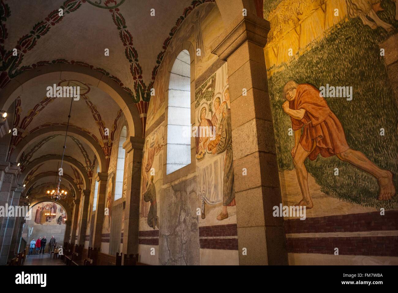 Denmark, Jutland, Viborg, Viborg Domkirke Cathdral, interior frescoes Stock Photo
