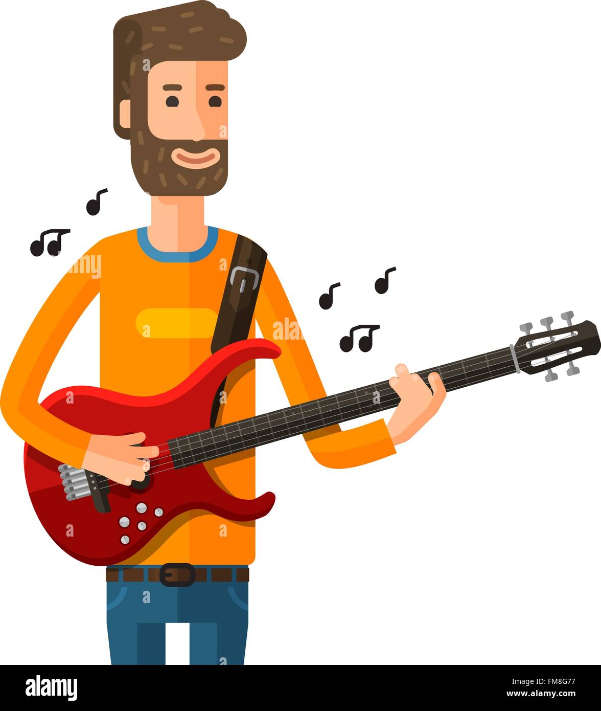guitarist plays on the electric guitar. vector illustration Stock Vector