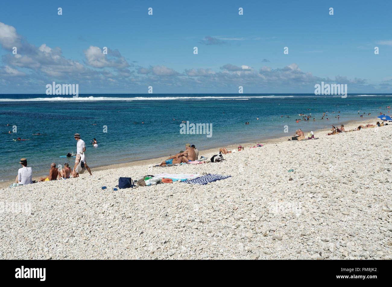 Beach and lagoon in the south of Reunion island, Saint-Pierre town ...