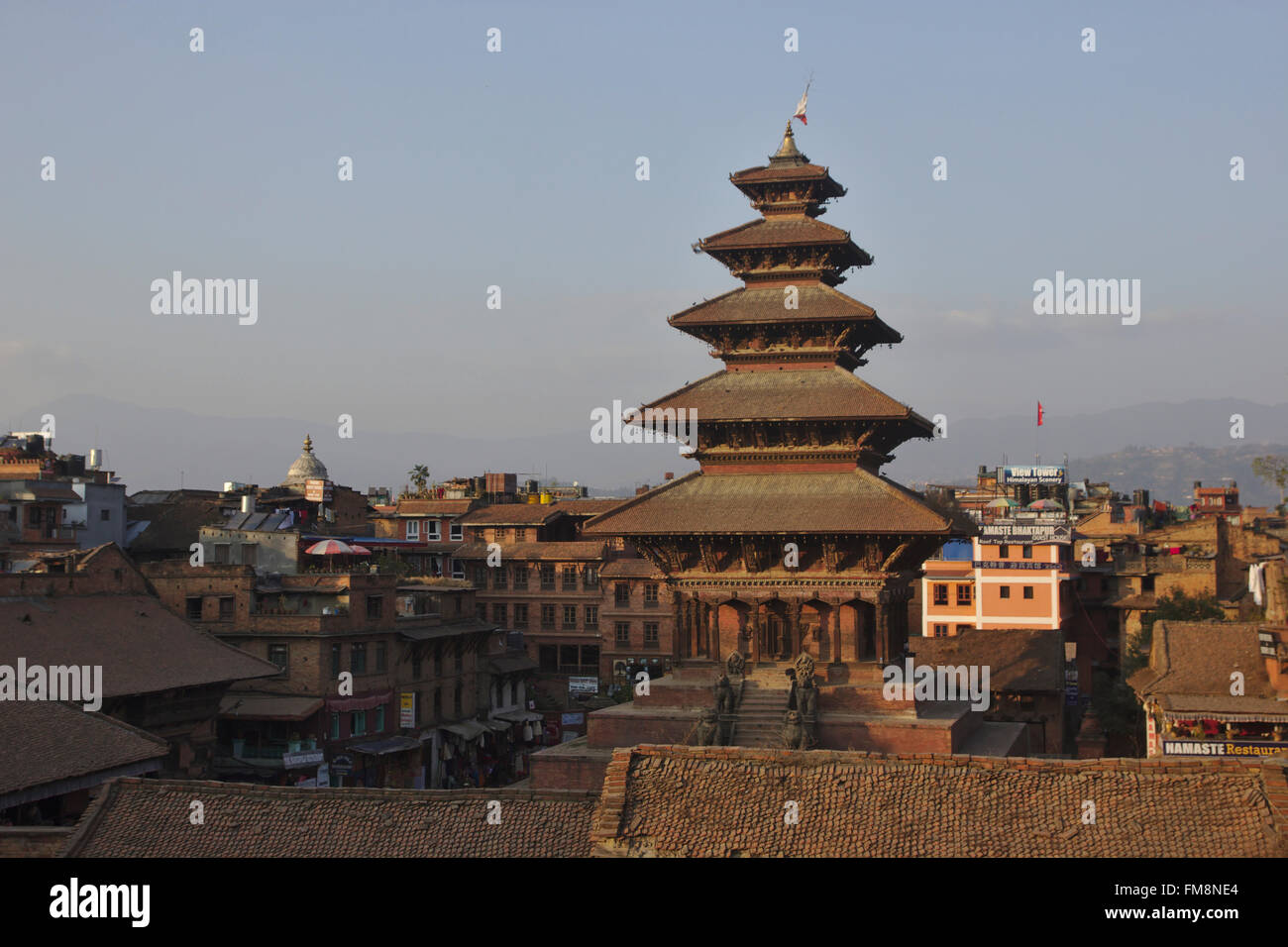 Nyatapola Temple on Taumadhi Tole, view from a rooftop, Bhaktapur, Nepal Stock Photo