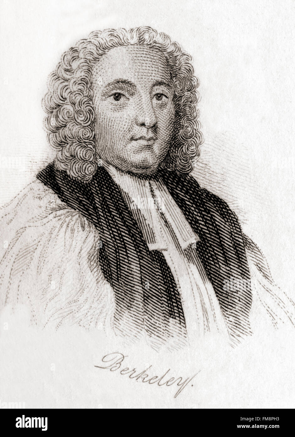 George Berkeley, 1685 – 1753, aka Bishop Berkeley, Bishop of Cloyne.  Anglo-Irish philosopher. Stock Photo