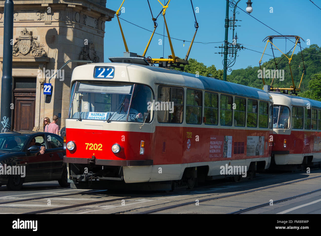 Public transport tram in Prague city centre. Czech Republic Stock Photo