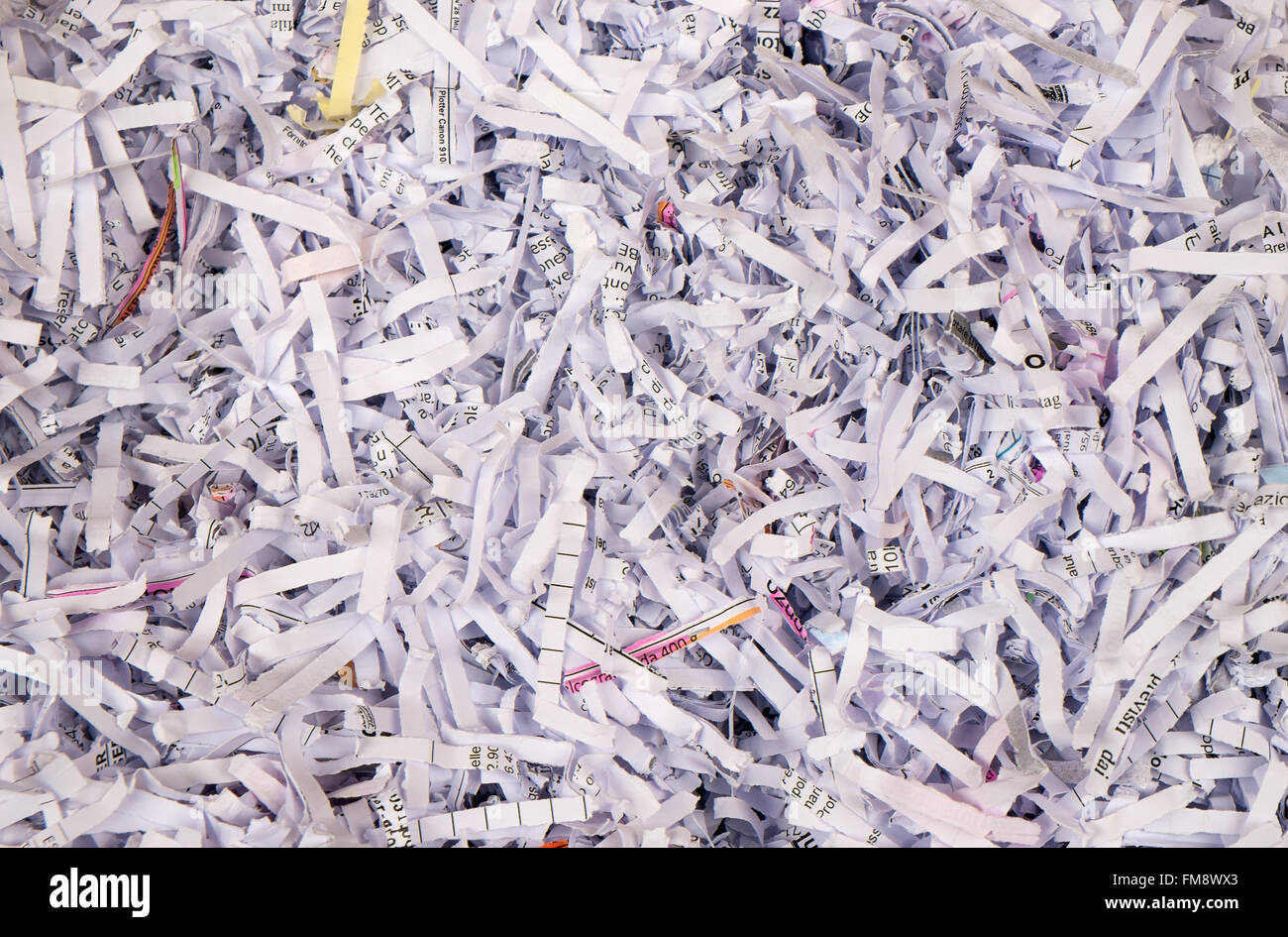 Scrap Paper from paper cutter Stock Photo