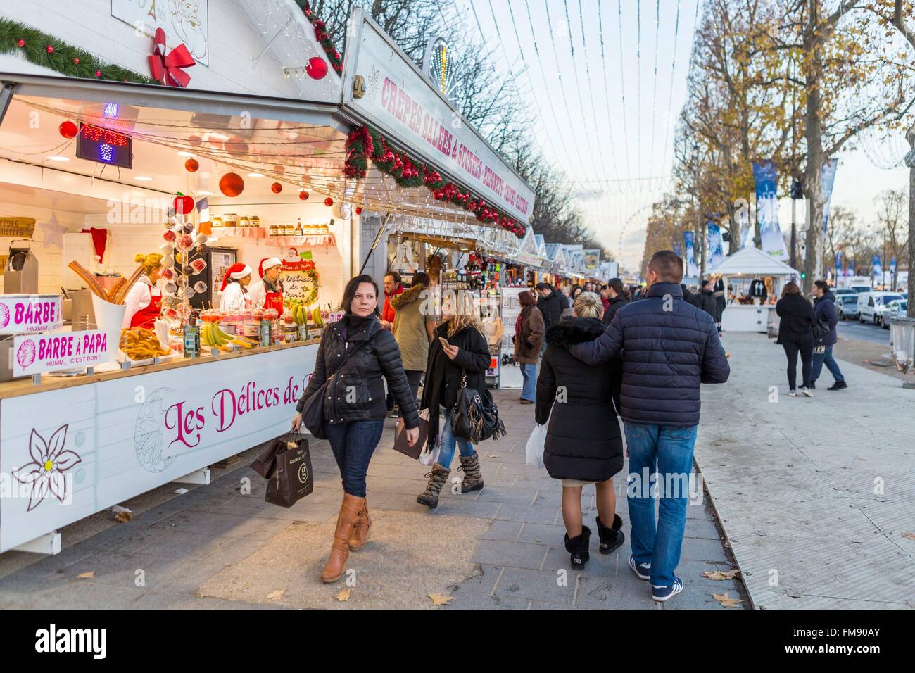 France, Paris, the ChampsElysées Christmas market Stock Photo Alamy