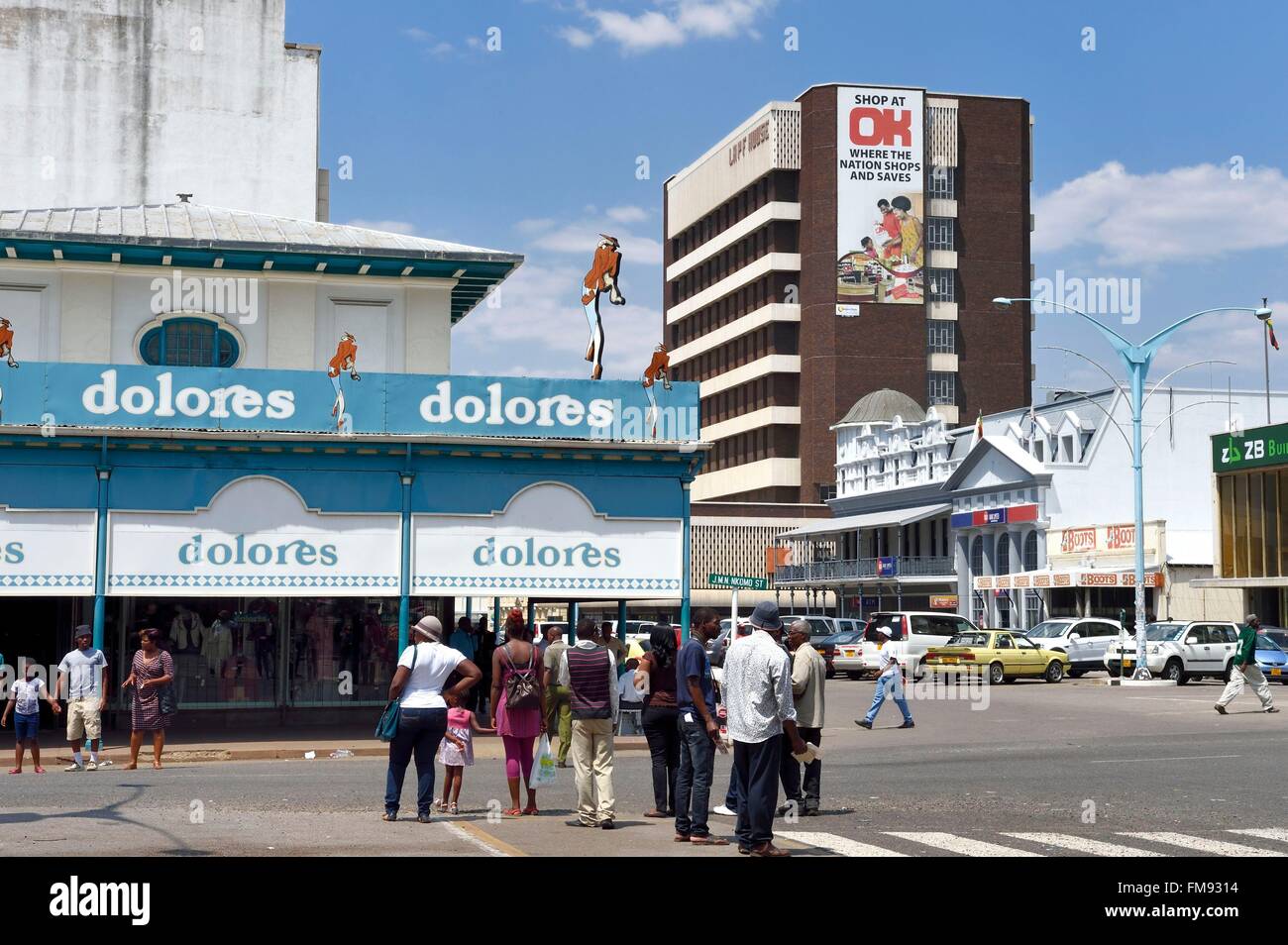 Zimbabwe, Bulawayo, stores at the corner of Joshua Nkomo Street and 8th Avenue Stock Photo