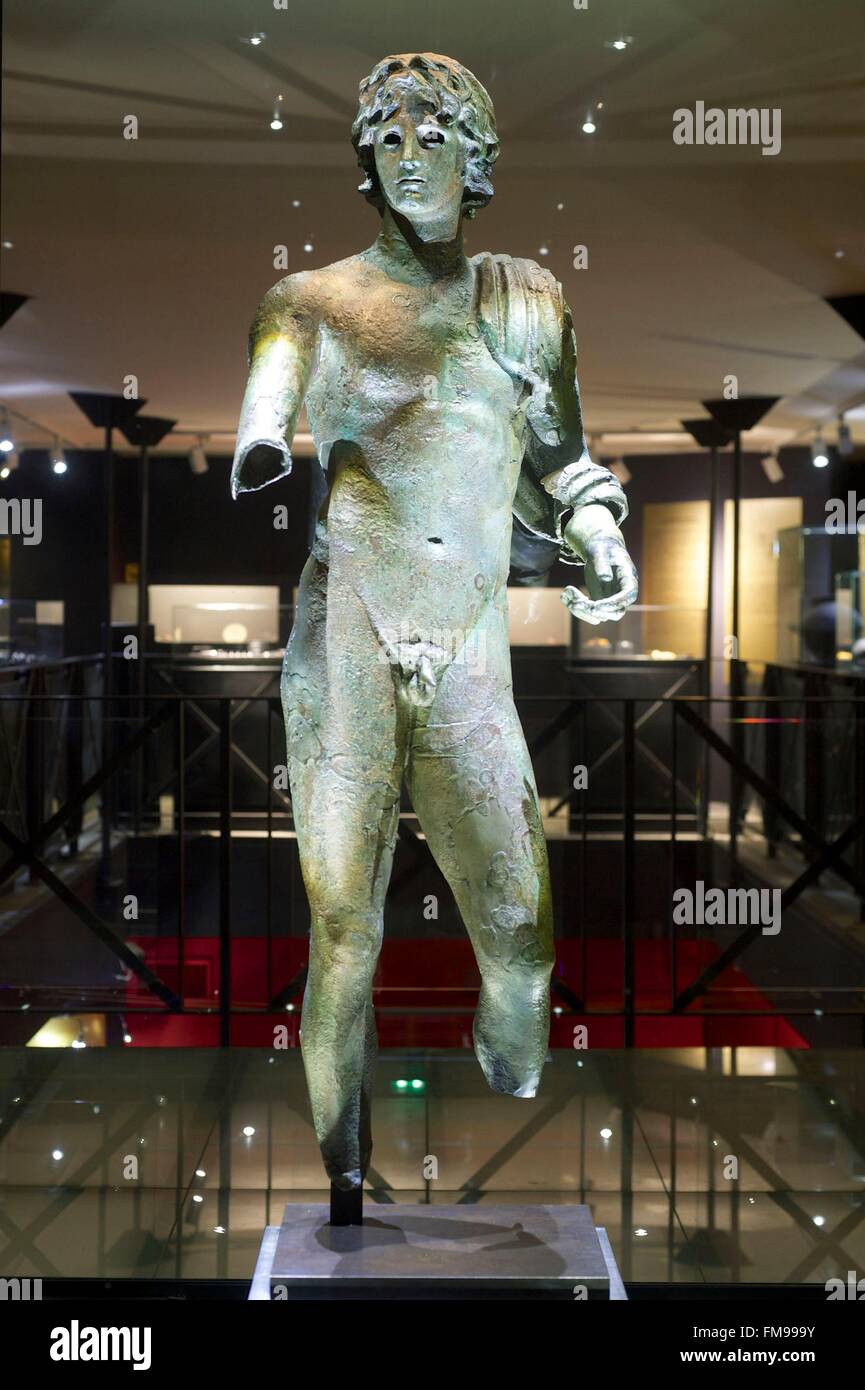 France, Herault, Cap d'Agde, the Musee de l'Ephebe (Adonis Museum) is dedicated to underwater archeology, the Ephebe (Adonis) of Agde, a prestigious Greek bronze found in the bed of the Herault river in 1964, dated of the 4th century BC Stock Photo