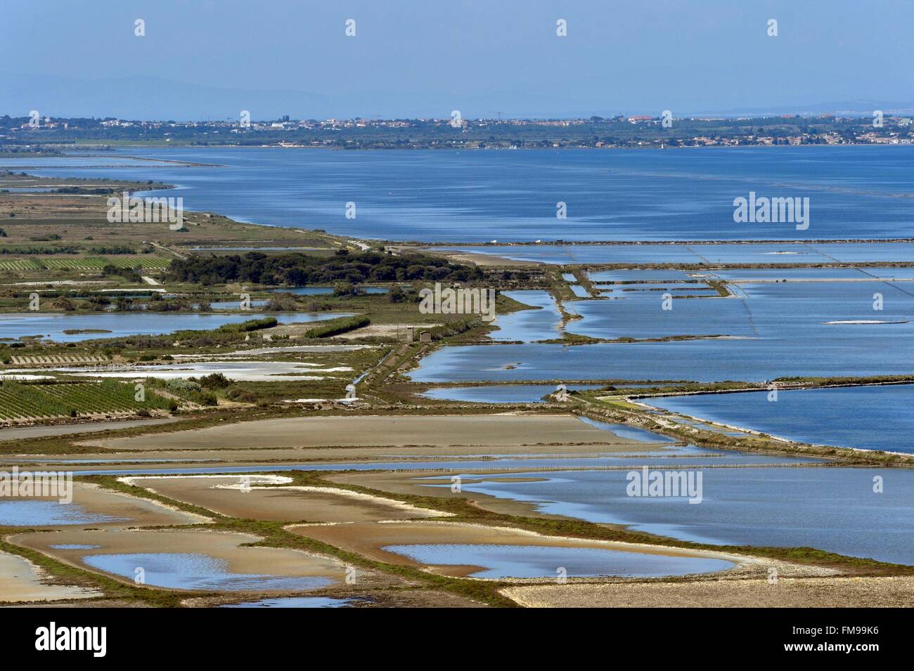 France, Herault, Sete, panoramic view of Thau pond from the Mont Saint Clair Stock Photo