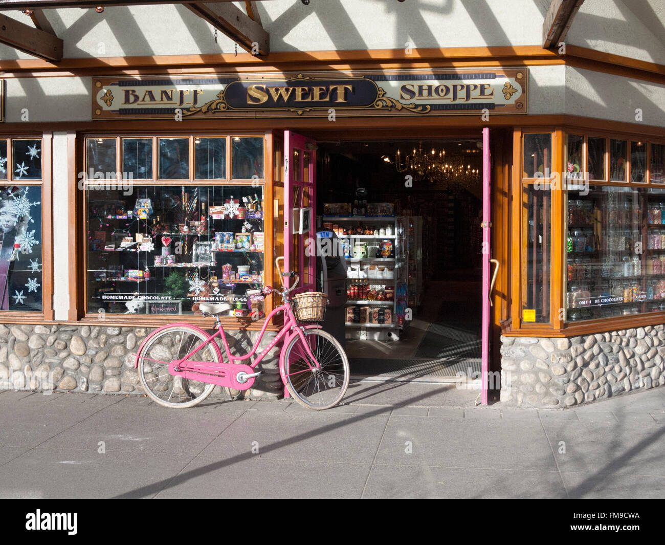 Banff Sweet Shop in Banff Avenue Banff Canada Stock Photo