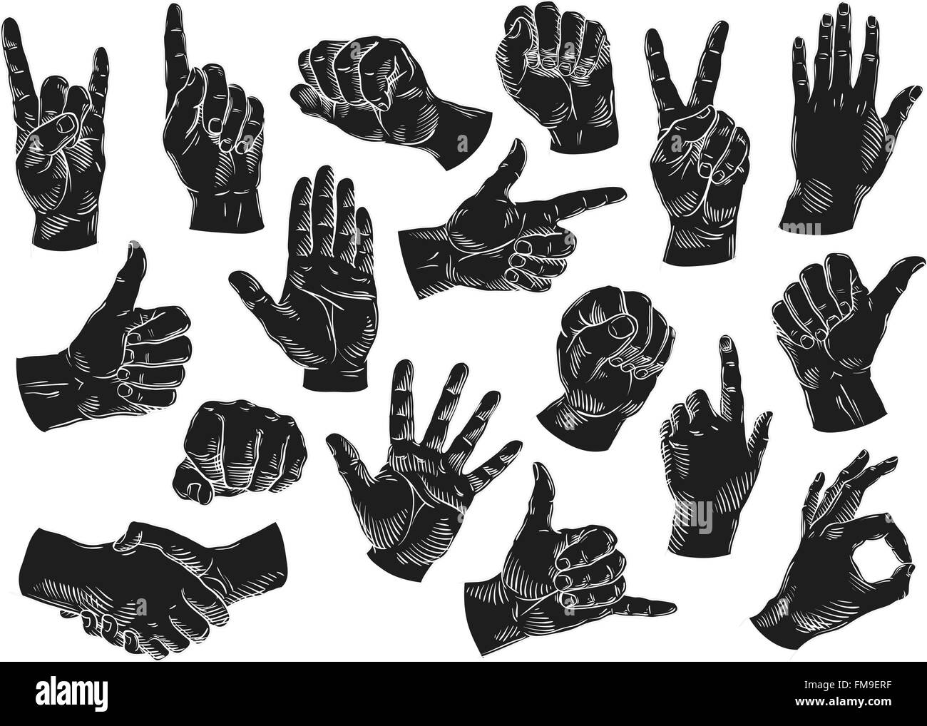 hands icons set. vector illustration Stock Vector