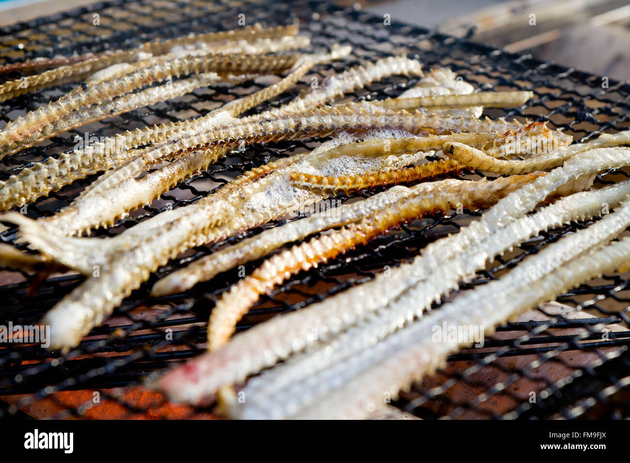 Delicious, oily grill fish bone at Japan Stock Photo