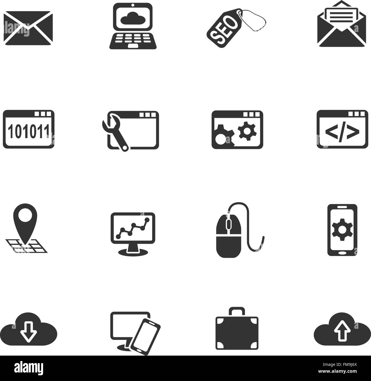 seo and development web icons for user interface design Stock Vector ...