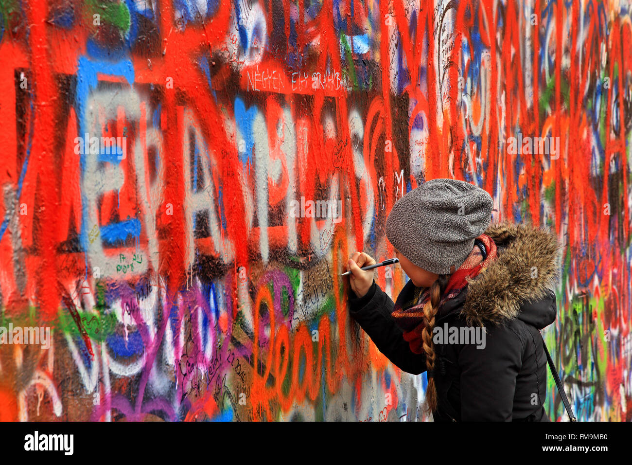 The 'John Lennon wall', Mala Strana ('little quarter'), Prague, Czech Republic. Stock Photo