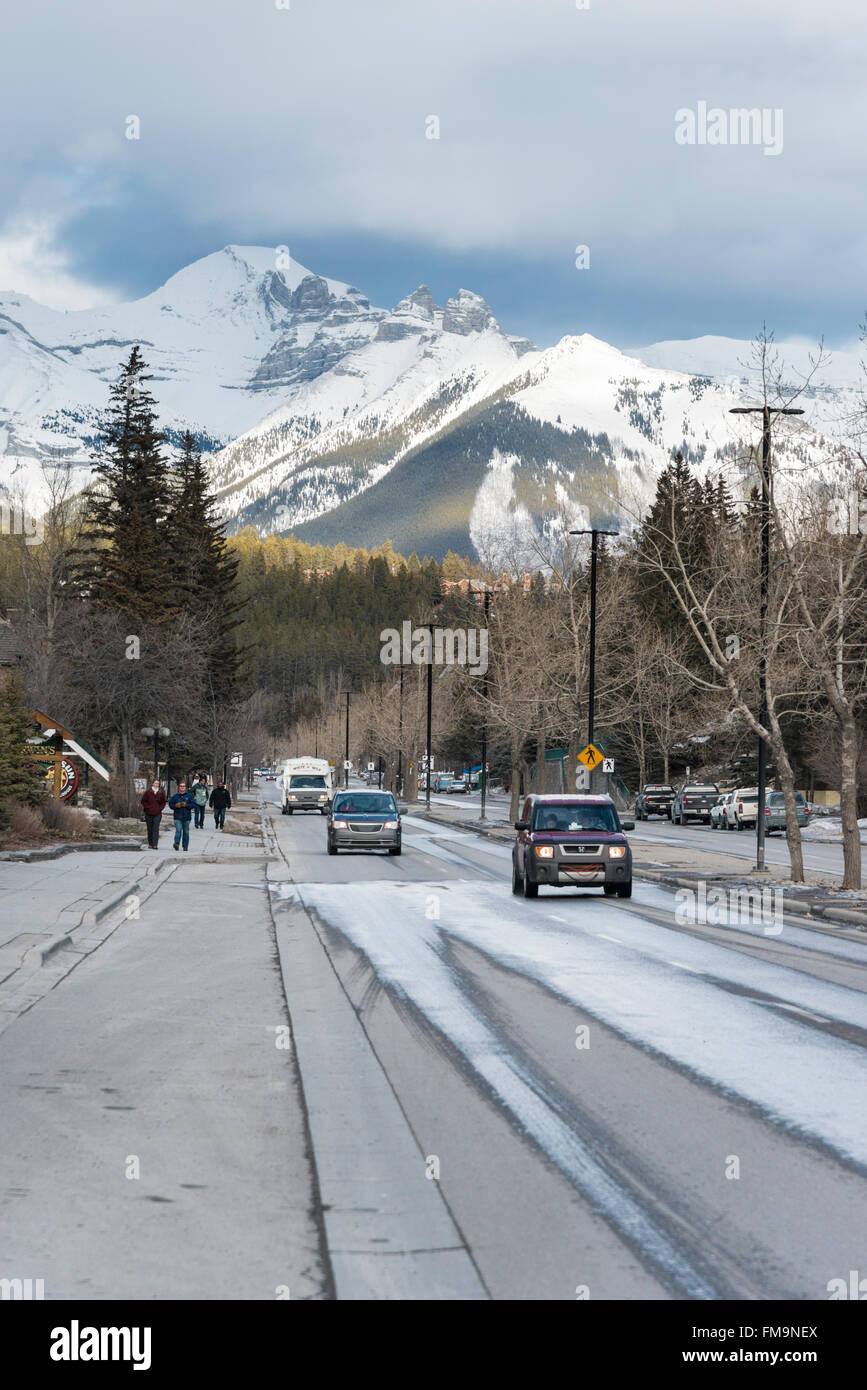 Banff Avenue in the tourist resort of Banff Canada Stock Photo