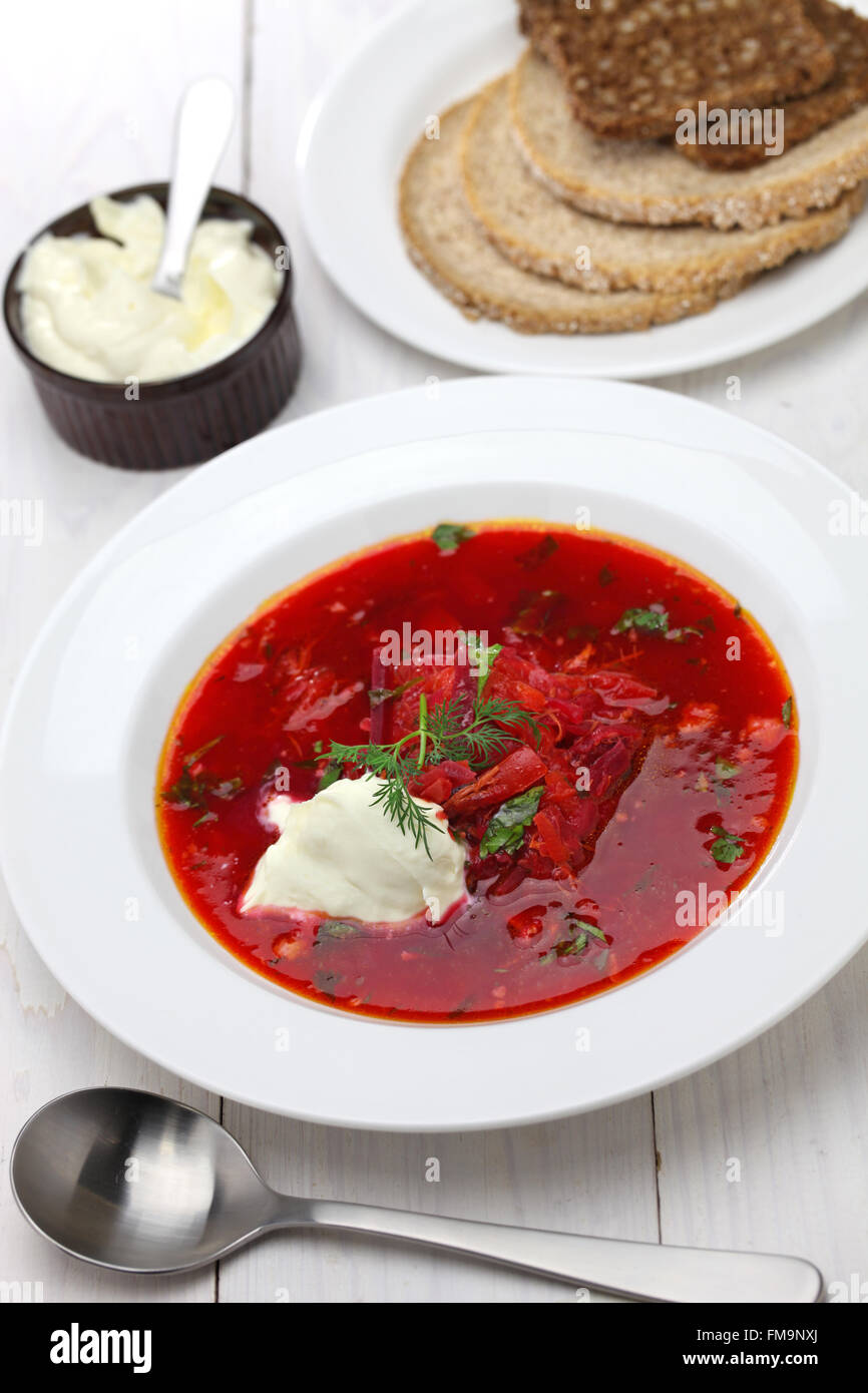 borscht, beet soup, russian ukrainian cuisine Stock Photo