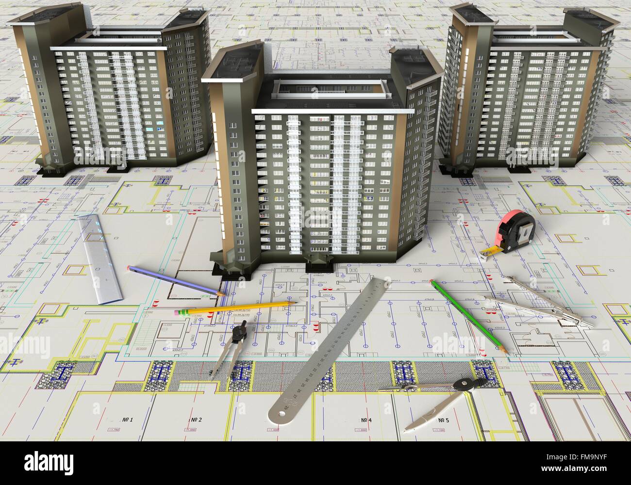 House Layout And Architectural Drawings Stock Photo - Alamy