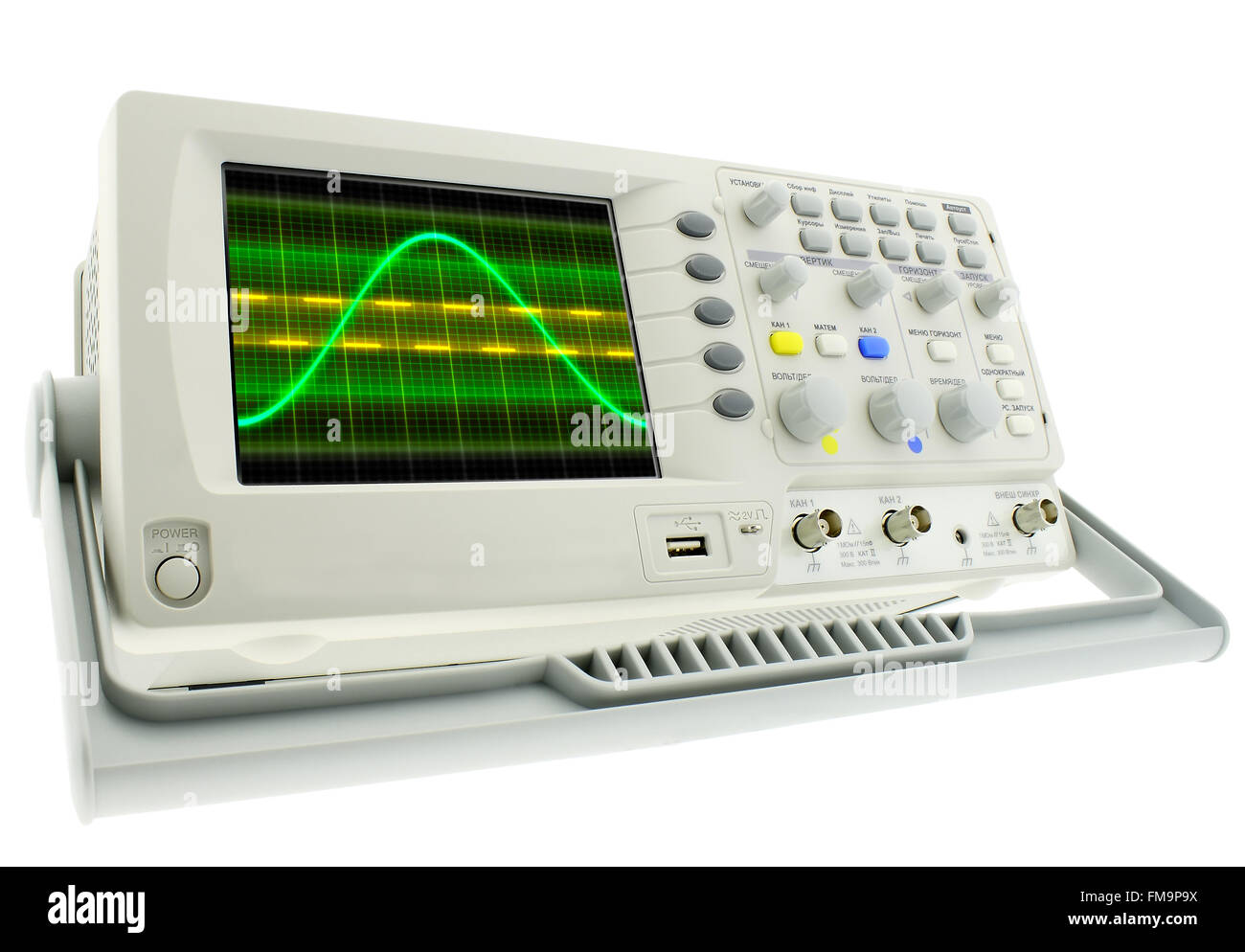 Digital oscillograph isolated on white background Stock Photo