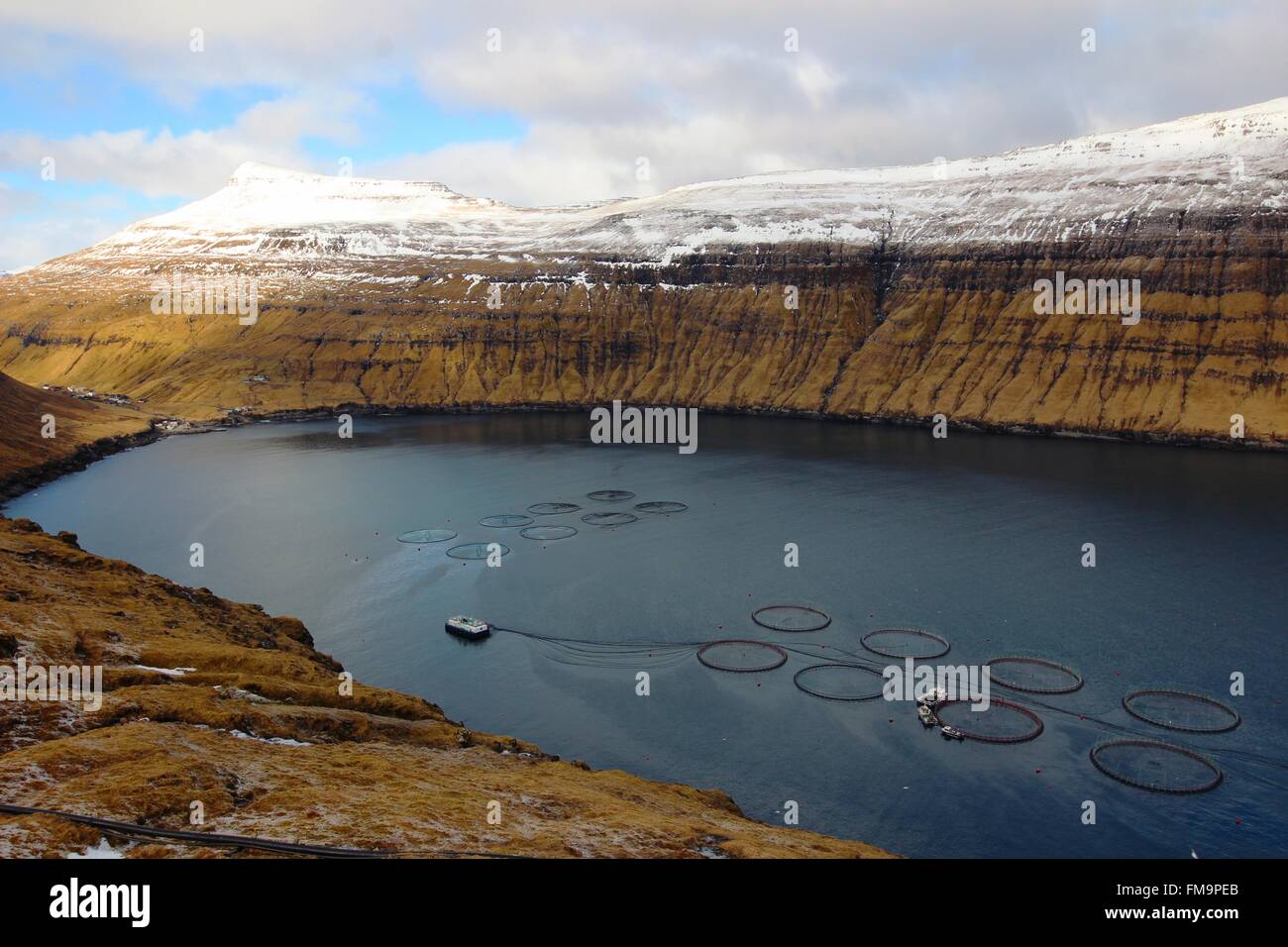 The nature of the Faroe Islands on a winter day in the north Atlantic ...