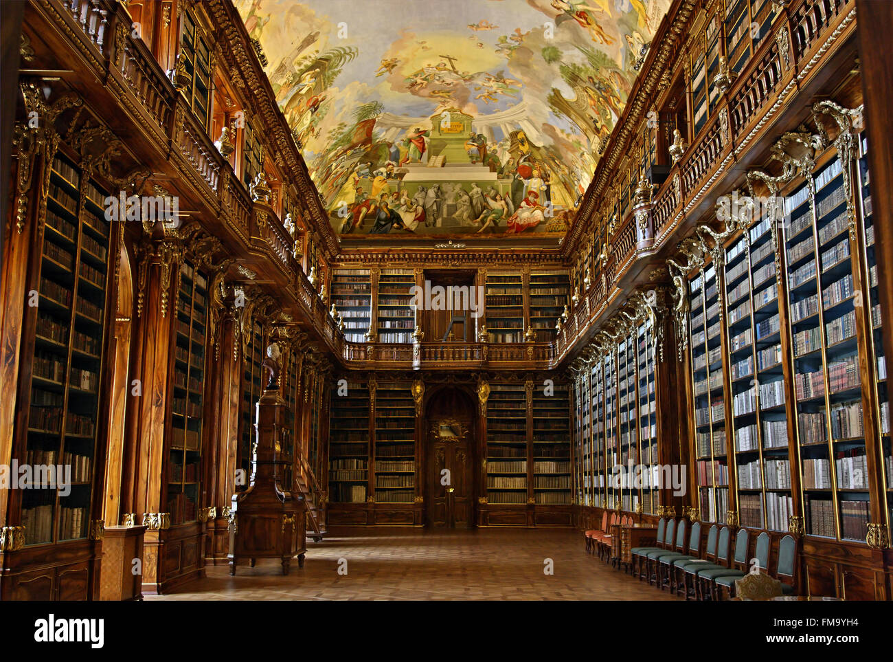 One of the very impressive libraries in Strahov monastery (Strahovsky klaster), Prague, Czech Republic. Stock Photo