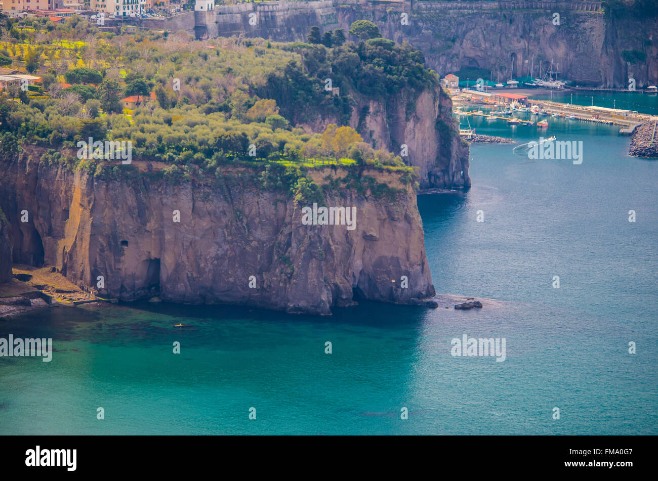 Sorrento cityscape panorama with sea and mountain coast Stock Photo - Alamy