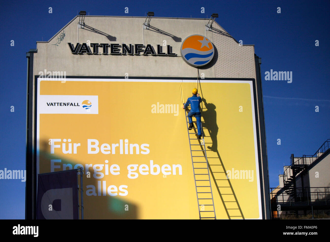 Markenname: 'Vattenfall', Berlin. Stock Photo