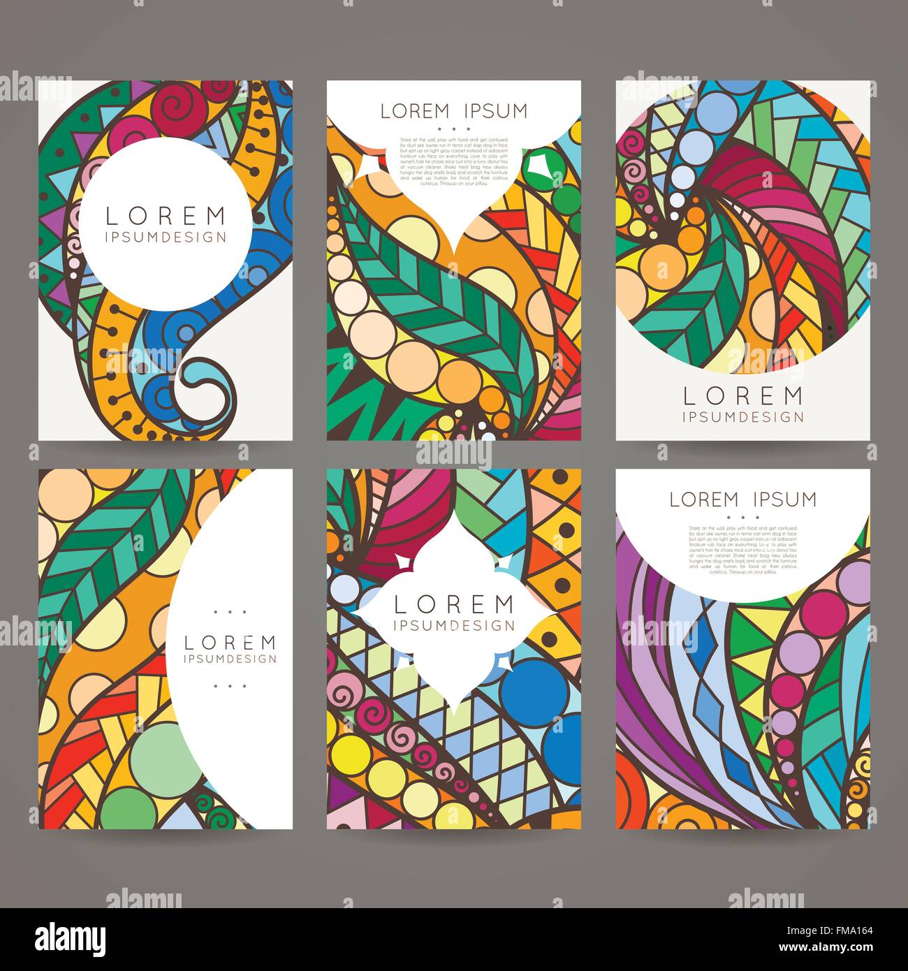 Set of vector design templates. Brochures in random colorful style ...