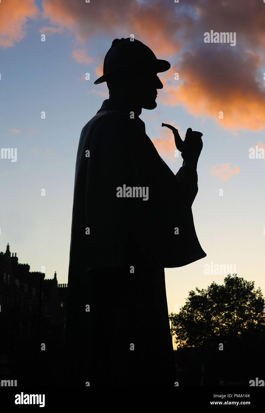 The Sherlock Holmes statue in Baker Street, London, UK Stock Photo