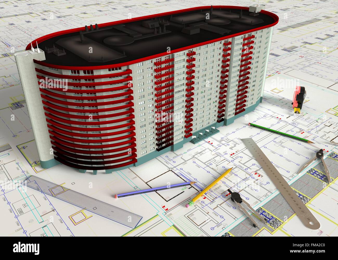 House Layout And Architectural Drawings Stock Photo - Alamy