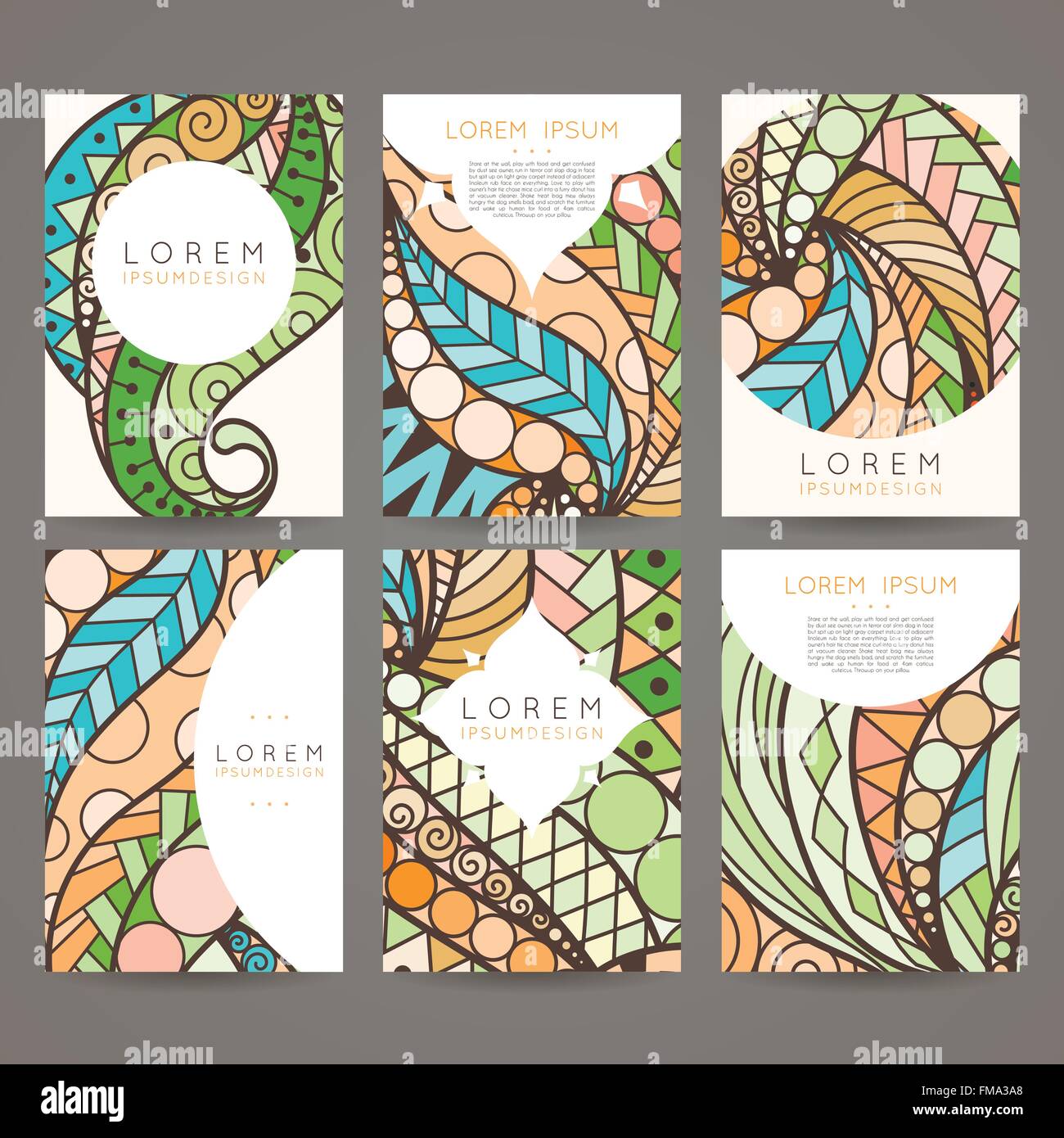 Set of vector design templates. Brochures in random colorful style ...