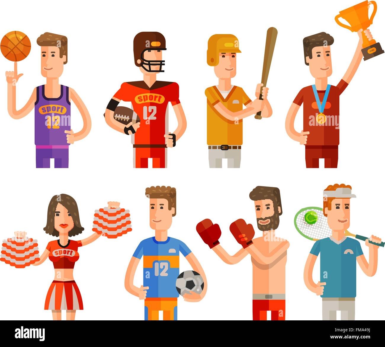 sport and athletes icons set. vector illustration Stock Vector