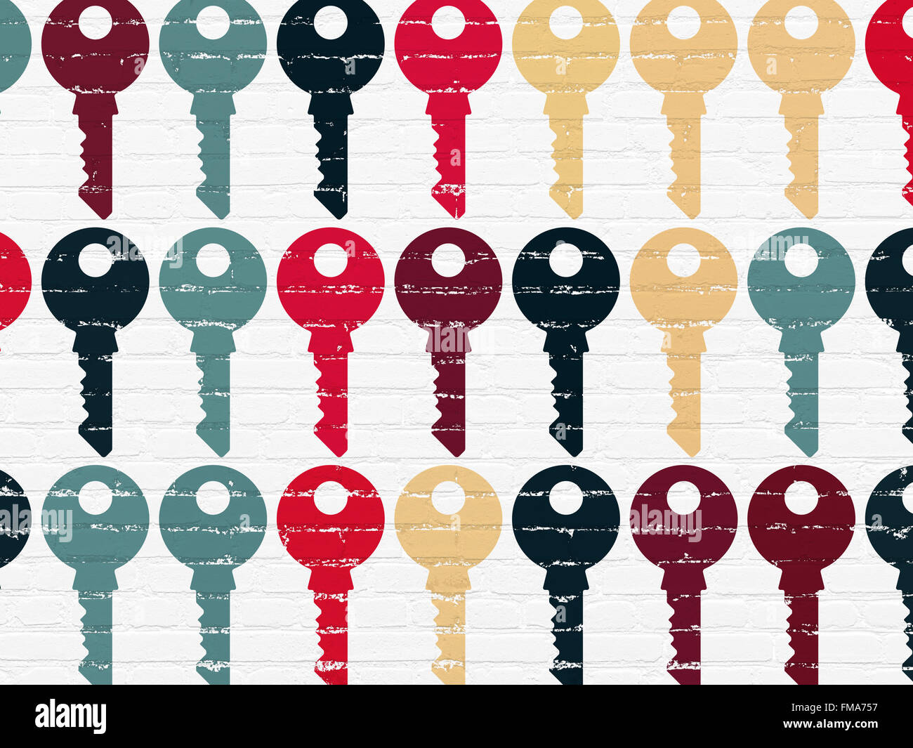 Safety concept: Key icons on wall background Stock Photo - Alamy