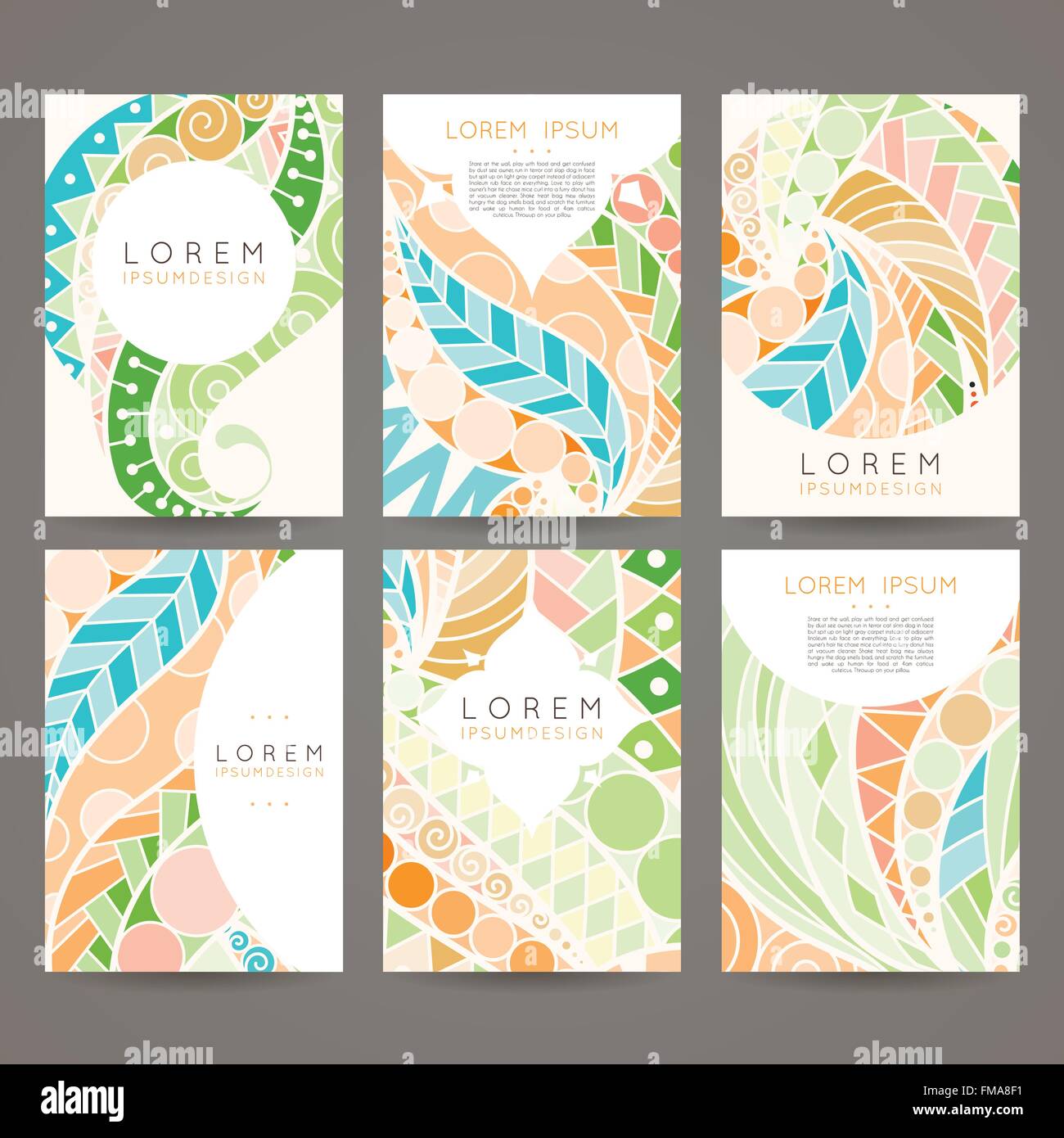 Set of vector design templates. Brochures in random colorful style ...