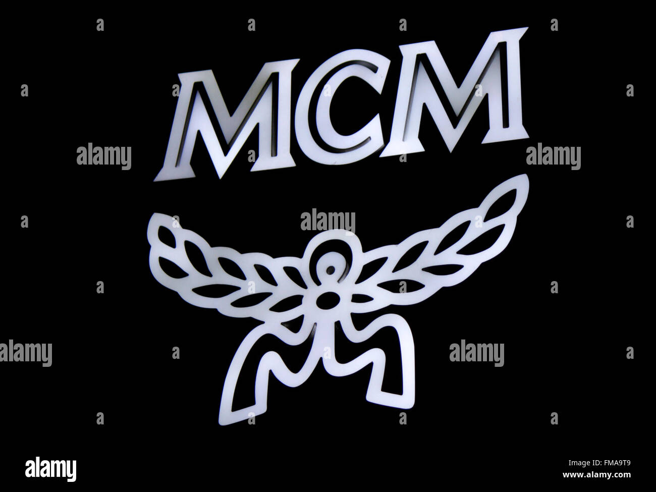 Markenname: 'MCM', Dezember 2013, Berlin. Stock Photo